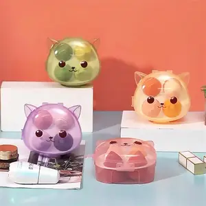 4PCS Boîtes en forme de chaton Éponges avec boîte à oeufs Ensemble d'éponges de maquillage pour fond de teint beauté et visage
