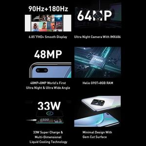 Vivo — téléphone portable Zero 8, version globale, 8 go 128 go, 90Hz, caméra Quad 64mp, caméra avant 48mp, batterie 4500mAh, Charge rapide 33W OTA, téléphone portable - Product Image 4