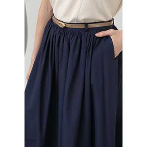 Elegante Falda Larga de Satén para Mujer con Cinturón, Cintura Natural, Ajuste Ajustable 20611ETK - Product Image 4