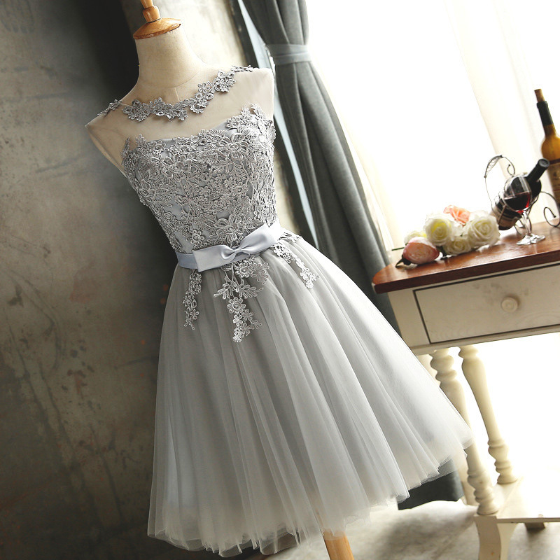 chinese dress ladies Short Purple Lace Prom Dresses, Short Purple Lace Formal Graduation Dresses main image 1