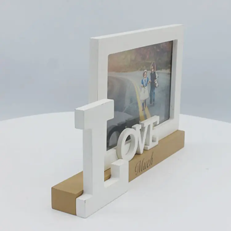 Wooden LOVE Photo Frame 4X6" Picture Frame with Letters for Home Decoration Customized Logo Wood Home Deco Silk Screen Printing