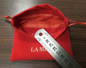 Personalized Red Velvet Pouch with Gold Stamping Logo Drawstring Sealing Handle for Jewelry & <b>Candle</b> Gift Recyclable - Product Image 2