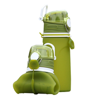 Bouteille d'eau pliable en silicone sans BPA personnalisée, 550 ml, avec bouchon à boire directement, pour le camping, la randonnée, les activités de plein air, unisexe