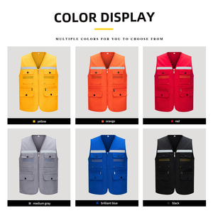 سترة عمل خفيفة الوزن من البوليستر والقطن، عاكسة للضوء وعالية الوضوح، متعددة الجيوب، زي عمل موحد مخصص للورش - Product Image 3