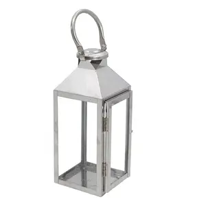 Candelabro de Metal de vidrio grande para decoración de jardín, lámpara LED antigua de plata para centro de mesa de boda, de acero inoxidable