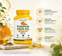 Capsules d'huile de graines de citrouille en gros ODM OEM - Soutien naturel pour la santé de la prostate et la fonction urinaire des hommes, certifié Halal, 120 gélules