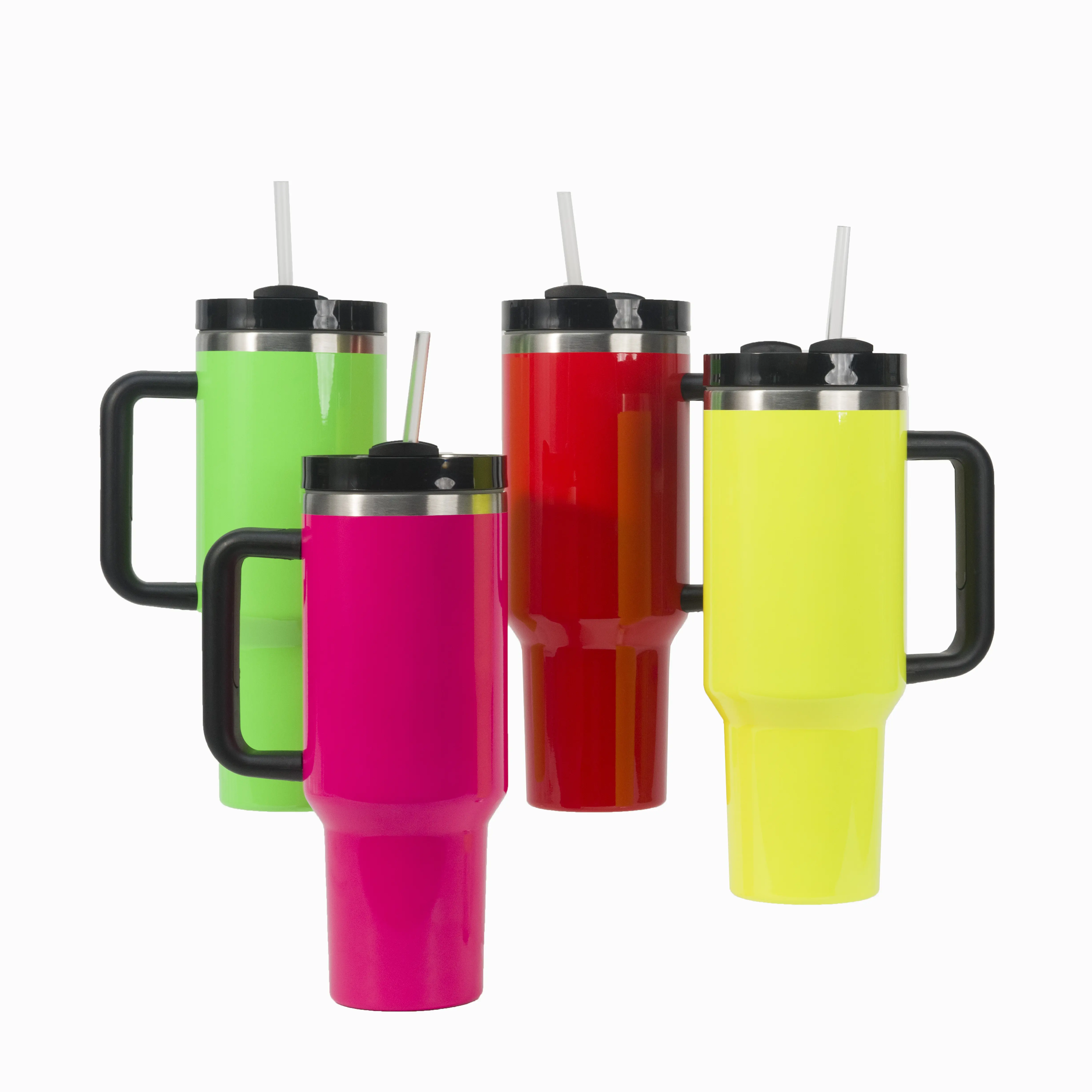 Toptan 40oz tumbler kolu ile pipetli bardak yüceltme fincan botellas para agua tumblers toptan toplu