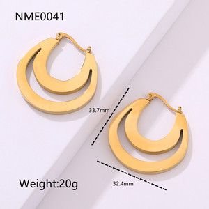 Pendientes geométricos únicos de <span class=keywords><strong>plata</strong></span> y oro para mujer, acero inoxidable, envío directo, corazón, estrella, triángulo, aro, diseño exagerado - Product Image 3