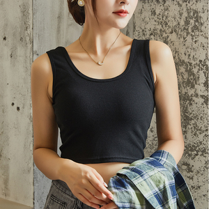 Geraffte Tanktops für Damen: Dünne, groß<span class=keywords><strong>e</strong></span> Größen, schmal geschnitten, Vintage-Polyester, als Unterwäsche, Anti-Exposition, vielseitige Basisschicht - Product Image 2