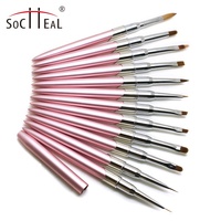 Fournisseur de produits pour ongles Yalixin, OEM, logo personnalisé professionnel, manche en métal rose, ensembles de pinceaux pour nail art avec logo personnalisé pour la beauté des ongles