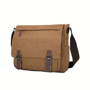 Bolsa de Mensajero de Lona Lavada de Moda Premium con Logotipo Personalizado, Versátil, para Portátil, Trabajo, Bandolera, Cierre de Cremallera, Impermeable, Ligera - Product Image 1