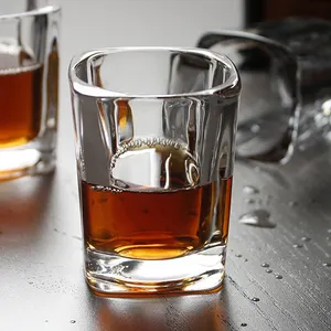 70ml Heavy Base Small Square Wine Glass Cup Whisky Brandy Drinking Barware Spirit Shot Glass