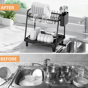 WIREKING Escurridor De Platos De 2 Niveles Con Function De Drenaje Automatico Estantes Fregadero De Cocina Para Utensilios Tabla - Product Image 3
