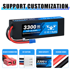 RC-Rennbatterie 7,4V 3300mAh 30C Halbfester Akkukörper mit Doppel-XT60-EC5-Anschlüssen, 1000 Zyklen, LiCoO2-Kathode, Hochleistungsfähig - Product Image 4