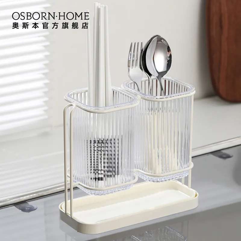 OSBORN Kitchen Storage Chopstick Knife Fork and Spoon holder Acrylic Cutlery Utensil Holder with Metal Rack for kitchen room