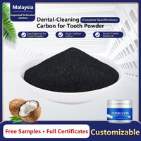 Charbon actif en poudre de coque de noix de coco importé de Malaisie, haute valeur d'iode pour poudre dentifrice, vente en gros