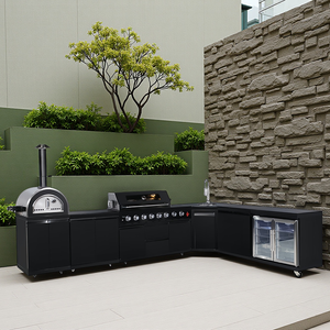 <span class=keywords><strong>Cocina</strong></span> Exterior con Isla para Asar, Gabinetes de <span class=keywords><strong>Cocina</strong></span> Completos Personalizados, <span class=keywords><strong>Cocina</strong></span> Exterior en Forma de L, Gabinete para Asar de Acero Inoxidable Negro - Product Image 1