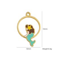 Pendentif en acier inoxydable plaqué or 14 carats avec perles blanches, pierres naturelles, améthyste, fleur, queue de poisson, crème glacée