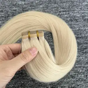 Rus saç manikür hizalanmış Remy bakire sarışın uzantıları İnsan saç saç uzatma üzerinde çift çizilmiş bant
