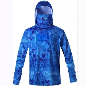 Chemises de pêche pour hommes en polyester 100% à manches longues, vente en gros, personnalisables, protection UPF50, séchage rapide, avec trou pour le pouce - Product Image 1