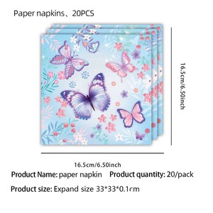Trẻ em màu Xanh Bướm chủ đề bữa tiệc sinh nhật Bộ đồ ăn giấy tấm khăn khăn trải bàn khăn ăn trang trí nguồn cung cấp - Product Image 3