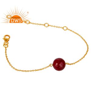Corundum <b>Ruby</b> Gemstone <b>Bracelet</b> Women's Gold Plated Silver Chain <b>Bracelet</b> Jewelry Supplier Vintage Collection - Product Image 2