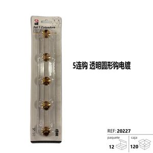 5 Hook Set Transparent Circular Gold Plated Wall Hooks - Product Image 1