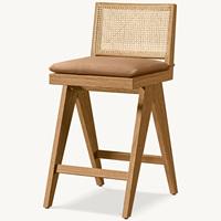 Chaise de bar en bois massif de style américain personnalisée Rhoohill, couleur personnalisée, chêne moderne de luxe avec coussin en tissu de lin