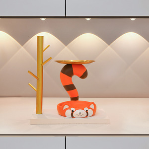 Cute Animal Print Resin Decorative Tray With Panda Design For Home Desktop Use - Product Image 2