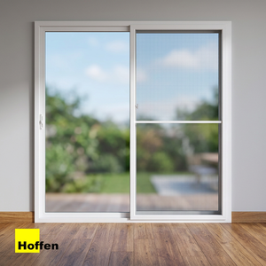 ประตูบานเลื่อนคู่ HOFFEN PRO PVC ขนาด 200x205 ซม. สีขาว พร้อมมุ้งไฟเบอร์กลาส กันลม สำหรับห้องครัว ห้องใต้ดิน ภายนอกบ้าน ฟาร์มเฮาส์ โรงแรม - Product Image 2