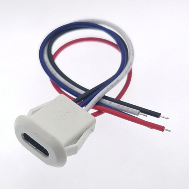 Jinbeili Snap in Panel Mount USB Type C Female Connector Socket Model USB-20C-F-06F12L-4P Power Data Cable