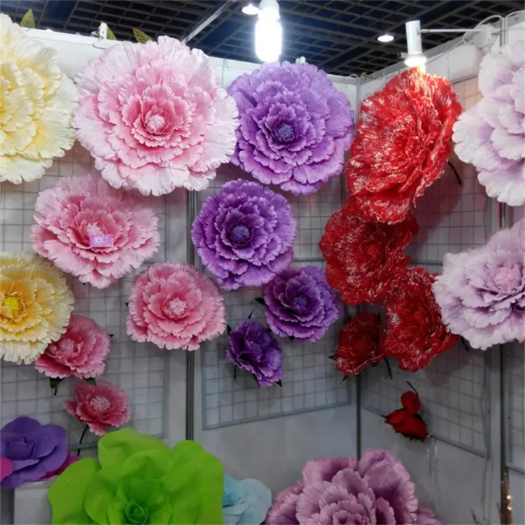 عرض ساخن على أمازون زهرة الفاوانيا العملاقة المصنوعة من الحرير الطبيعي زهور كبيرة الحجم لتزيين النوافذ