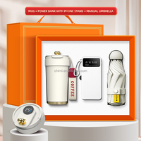 OEM ODM Logo personnalisé promotionnel exécutif enseignant bureau société ensemble tasse d'entreprise + parapluie + banque d'alimentation ensemble cadeau d'affaires pour les hommes