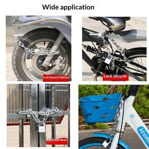 ディンホン 盗難防止鉄製チェーンロック 3メートル 長さ バイクや門用 吊り下げ南京錠 - Product Image 4