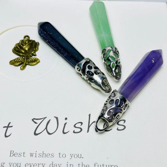 Wholesale Polished Natural Gemstone Crystal Point Pendants Fashion Jewelry With Mascot Theme for Guests