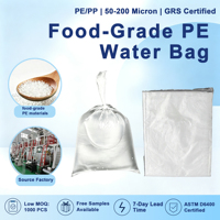 Sac d'eau en plastique HDPE personnalisé OEM avec soufflet inférieur, pochette transparente pour eau potable, sachet film de qualité alimentaire pour liquides et ustensiles de cuisine