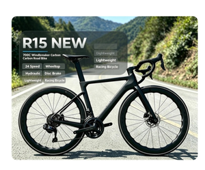 Bicicleta de Carretera <span class=keywords><strong>Ligera</strong></span> Twitter R15 de Fibra de Carbono 700c, 24 Velocidades, Frenos de Disco Hidráulicos, Bicicleta de Carreras Cortavientos - Product Image 1