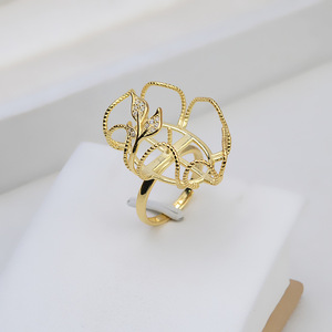 Handmade DIY S925 Silver Open Leaf Ring Baroque <b>Pearl</b> Empty Support New 1510-Accessory for <b>Loose</b> <b>Pearls</b> - Product Image 2