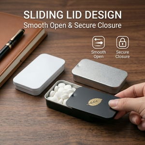 Vietnam WeWood Portable <b>Sliding</b> Mint Tin Box Custom Logo Rectangular Metal Candy Case <b>Small</b> Pocket Tinplate Container - Product Image 3