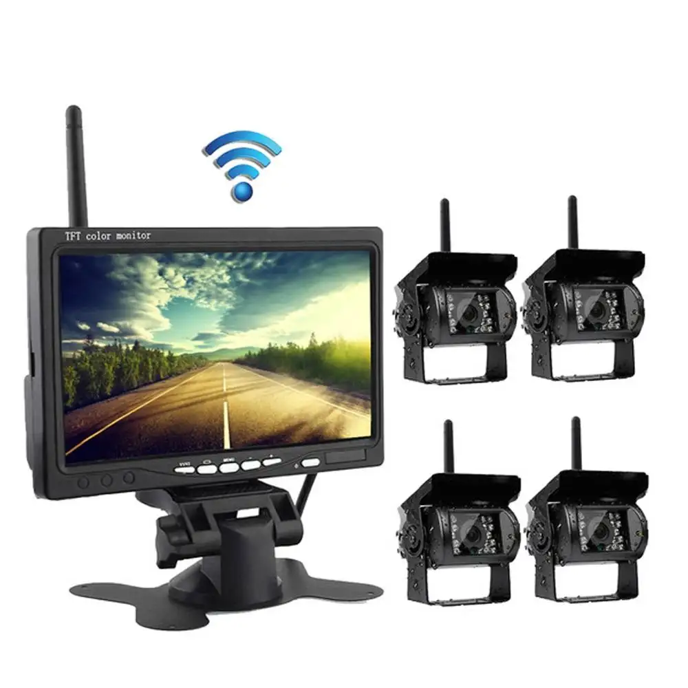 wireless truck rear view camera and wireless truck monitor system car roof mount lcd monitor with tv