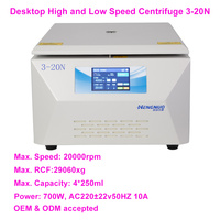 Centrífuga de Sobremesa Universal Hengnuo 3-20N de Alta Velocidad, 20000 rpm, 29060xg, Certificación CE, Capacidad 4x250ml, Garantía de 36 Meses, Bajo Costo
