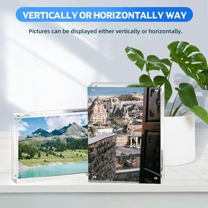 Wholesale Clear Transparent Shatter Resistant Double Sided Acrylic <b>Magnetic</b> Square Shape Photo <b>Frame</b> Home Decor Refrigerator - Product Image 4