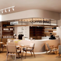 Vitrine d'éclairage LED tendance pour confiserie, mobilier de présentation, comptoir de réception en marbre sur mesure, design de comptoir de café