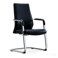 Chaise de bureau exécutive moderne en cuir véritable à dossier moyen, avec structure en aluminium, conçue pour offrir un confort optimal LS P-5156-C pour les bureaux
