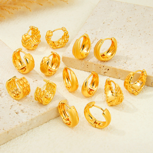 Pendientes de Aro Geométricos de Latón de Lujo para Novia, Chapados en Oro de 21k, Antideslustre, Joyería para Mujer para Fiestas - Product Image 1