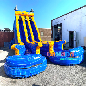 Château gonflable commercial grand format Jungle Jumps Blue Wave <span class=keywords><strong>avec</strong></span> toboggan aquatique double piste et double <span class=keywords><strong>piscine</strong></span> à vendre - Product Image 5