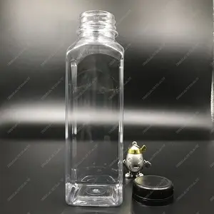 Exprimidor cuadrado transparente vacío de 3,5 oz y 7oz, botellas de plástico PET con tapas para bebidas de zumo