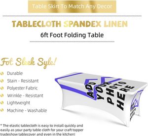 Elégante housse de nappe <span class=keywords><strong>extensible</strong></span> en spandex noir <span class=keywords><strong>blanc</strong></span> motif damier de course convient aux tables à 6 pieds pour banquets mariages en stock - Product Image 5