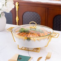 Casserole en émail, plat à four, pot à soupe, 13 pouces, or, antiadhésif, isolé, design léger et luxueux, couvercle en céramique, cuisinière universelle