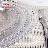 Vente en gros de plaques de verre de chargeur de perles dorées écologiques de 13 pouces verre de mariage transparent avec technique d'émail de couleur
